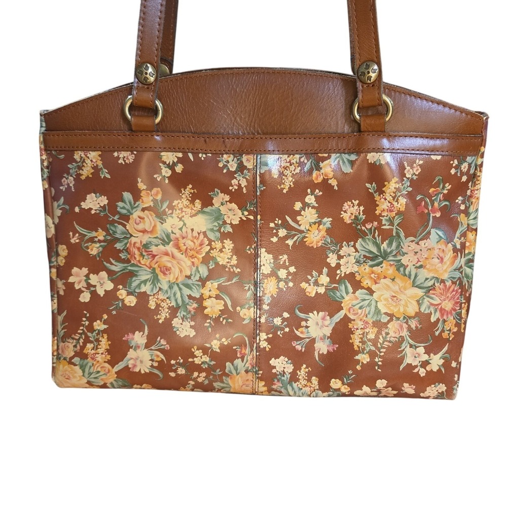 Patricia Nash Women Large Satchel Tan Leather Antique Rose Floral Handbag Purse - Picture 3 of 10